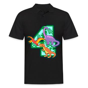 Dinosaurier 4. Geburtstagsparty Nummer 4 - 4 Jahre - Männer Poloshirt - Schwarz - Vorne - Kai (181cm)