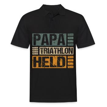 Triathlon Papa Geschenkideen Geburtstag Sprüche - Männer Poloshirt - Schwarz - Vorne - Kai (181cm)
