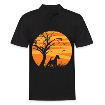 Smooth Fox Terrier Foxterrier Sonnenaufgang - Männer Poloshirt - Schwarz - Vorne - Kai (181cm)