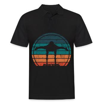 Calisthenics Push Up Training Vintage Retro - Männer Poloshirt - Schwarz - Vorne - Kai (181cm)