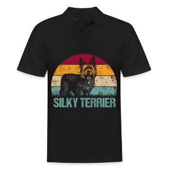 Australian Silky Terrier Vintage Retro - Men's Polo Shirt - black - Front - Kai (181cm)
