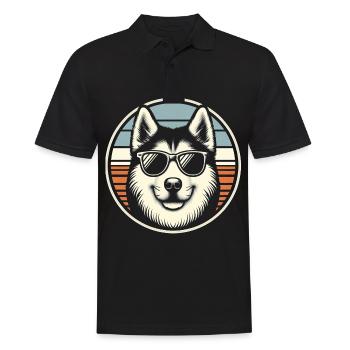 Husky Hund - Männer Poloshirt - Schwarz - Vorne - Kai (181cm)