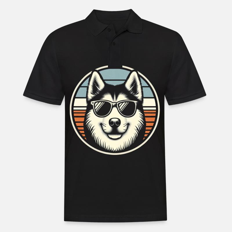 Husky Hund - Männer Poloshirt - Schwarz