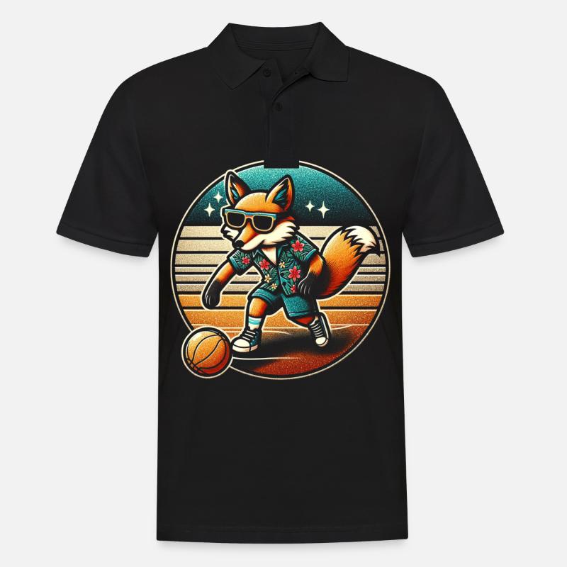 Fuchs Basketball - Männer Poloshirt - Schwarz
