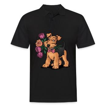 Airedale Terrier - Männer Poloshirt - Schwarz - Vorne - Kai (181cm)