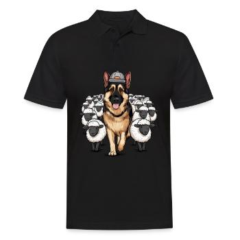 German Shepherd with Little Sheep - Men's Polo Shirt - black - Front - Kai (181cm)