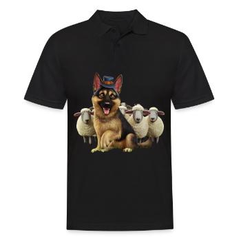 German Shepherd with Little Sheep - Men's Polo Shirt - black - Front - Kai (181cm)
