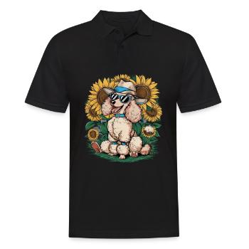 Caniche français aux tournesols doux - Polo Homme - noir - Devant - Kai (181cm)