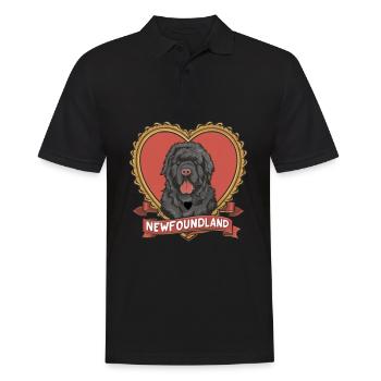 Neufundländer Hund mit großem Herzen - Männer Poloshirt - Schwarz - Vorne - Kai (181cm)