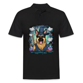 Le berger allemand est un magicien avec une baguette magique - Polo Homme - noir - Devant - Kai (181cm)