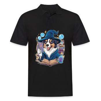 Berger Australien Magicien avec Baguette - Polo Homme - noir - Devant - Kai (181cm)