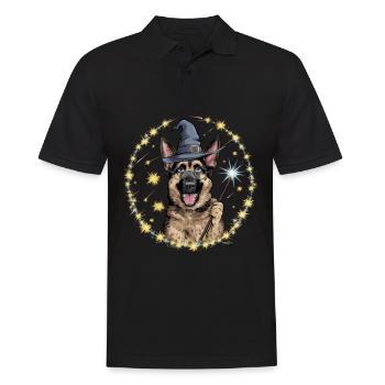 Le berger allemand est un magicien avec une baguette magique - Polo Homme - noir - Devant - Kai (181cm)