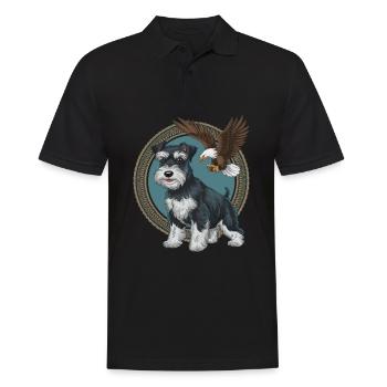 Miniature Schnauzer with majestic bald eagle - Men's Polo Shirt - black - Front - Kai (181cm)