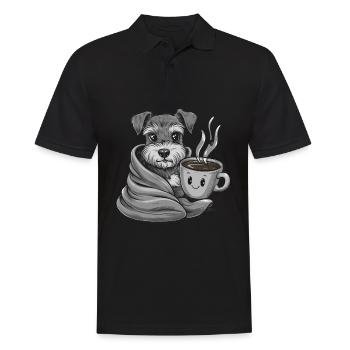 Zwergschnauzer mit Decke und Kaffeetasse - Männer Poloshirt - Schwarz - Vorne - Kai (181cm)