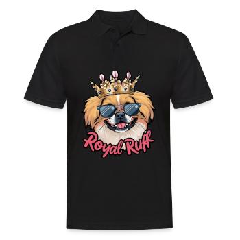 Niedlicher Pekinese mit Krone und Lillien - Männer Poloshirt - Schwarz - Vorne - Kai (181cm)