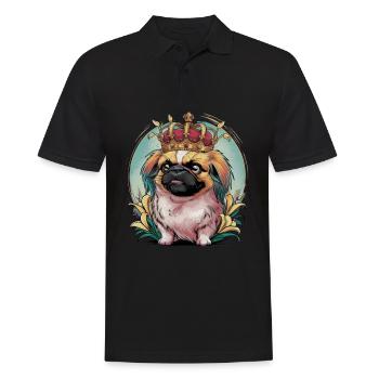 Mignon Pékinois avec couronne et lys - Polo Homme - noir - Devant - Kai (181cm)