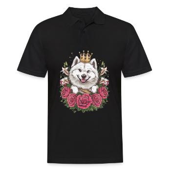 Spitz Samoyède doux aux roses et aux lys - Polo Homme - noir - Devant - Kai (181cm)