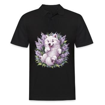 Spitz Samoyède doux avec un beau lilas - Polo Homme - noir - Devant - Kai (181cm)