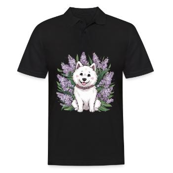 Spitz Samoyède doux avec un beau lilas - Polo Homme - noir - Devant - Kai (181cm)