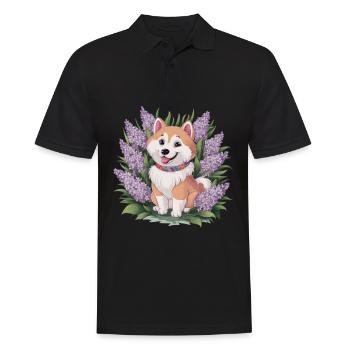 Spitz Samoyède doux avec un beau lilas - Polo Homme - noir - Devant - Kai (181cm)