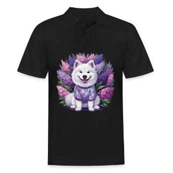 Spitz Samoyède doux avec un beau lilas - Polo Homme - noir - Devant - Kai (181cm)