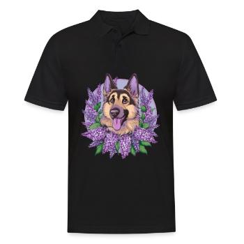 Süßer deutscher Schäferhund mit Flieder - Männer Poloshirt - Schwarz - Vorne - Kai (181cm)