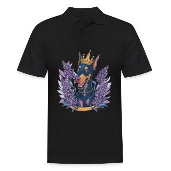 Doberman Pinscher avec couronne, lys et tulipes - Polo Homme - noir - Devant - Kai (181cm)