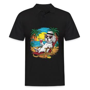 Cute cartoon Maltese on the beach summer motif - Men's Polo Shirt - black - Front - Kai (181cm)