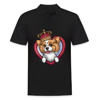 Süßer Cartoon Lhasa Apso mit Krone und Herz - Männer Poloshirt - Schwarz - Vorne - Kai (181cm)