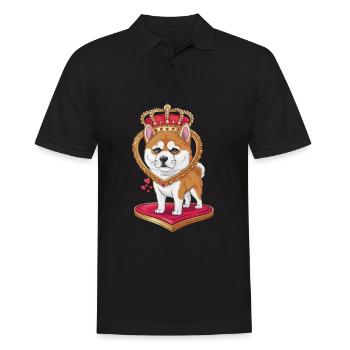 Joli dessin animé Akita Inu chien avec couronne et coeur - Polo Homme - noir - Devant - Kai (181cm)
