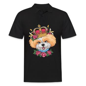 Chien Basenji avec des roses, Lillien pour les amoureux des chiens - Polo Homme - noir - Devant - Kai (181cm)