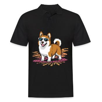 Cartoon Hundemotiv mit finnischem Lapphund - Männer Poloshirt - Schwarz - Vorne - Kai (181cm)