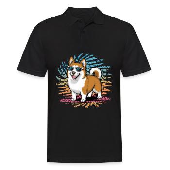 Süße deutsche Dogge mit Blumen und Krone - Männer Poloshirt - Schwarz - Vorne - Kai (181cm)