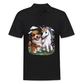 Cartoon Havanese plays with unicorn fairytale - Men's Polo Shirt - black - Front - Kai (181cm)