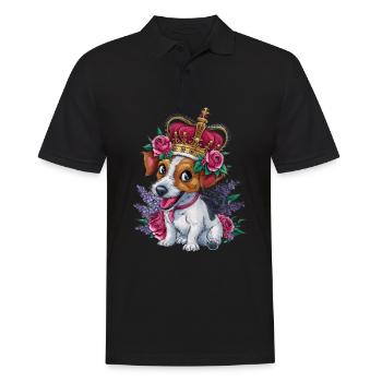Jack Russel Terrier mit Krone und prächtigen Rosen - Männer Poloshirt - Schwarz - Vorne - Kai (181cm)