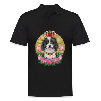Süßer Löwchen Hund mit Blumen und Krone - Männer Poloshirt - Schwarz - Vorne - Kai (181cm)