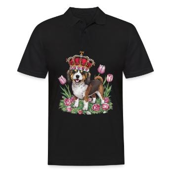 Chien lion mignon avec des fleurs et une couronne - Polo Homme - noir - Devant - Kai (181cm)