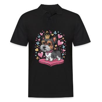 Norfolk Terrier mit Herzen, Krone, Schmetterlingen - Männer Poloshirt - Schwarz - Vorne - Kai (181cm)