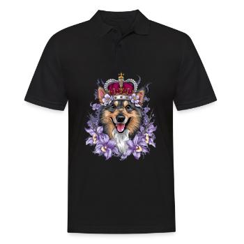 Norwegischer Elchhund im Cartoon Design - Männer Poloshirt - Schwarz - Vorne - Kai (181cm)