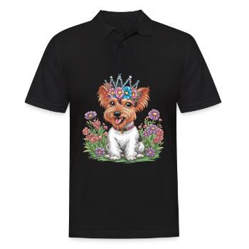 Terrier de dessin animé mignon avec des fleurs colorées - Polo Homme - noir - Devant - Kai (181cm)