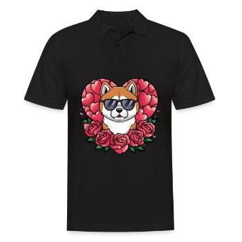 Berger australien avec des roses et des cœurs - Polo Homme - noir - Devant - Kai (181cm)