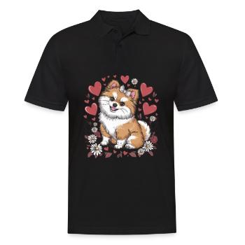 Pomeranian Zwergspitz mit Herzchen - Männer Poloshirt - Schwarz - Vorne - Kai (181cm)