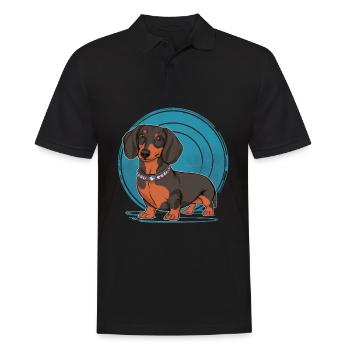 Teckel de dessin animé cool - Polo Homme - noir - Devant - Kai (181cm)