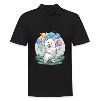 Chien Samoyède avec des bulles de savon - Polo Homme - noir - Devant - Kai (181cm)
