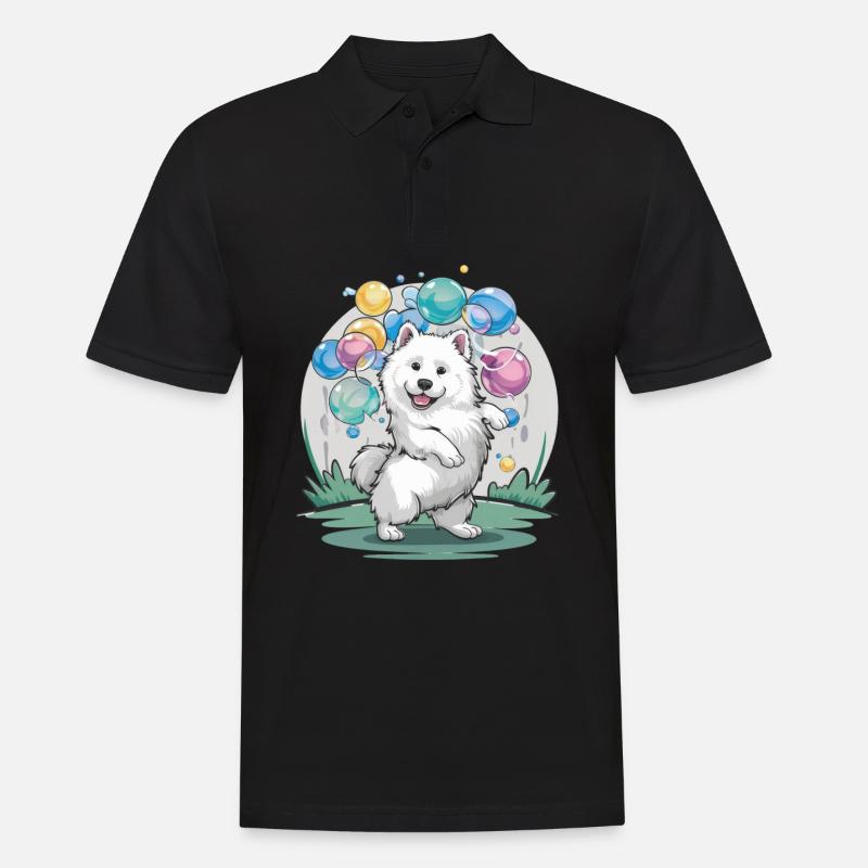 Samojede Hund mit Seifenblasen - Männer Poloshirt - Schwarz