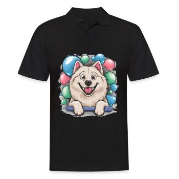 Chien Samoyède avec des bulles de savon - Polo Homme - noir - Devant - Kai (181cm)