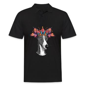 Carton Windhund mit Schmetterling - Männer Poloshirt - Schwarz - Vorne - Kai (181cm)