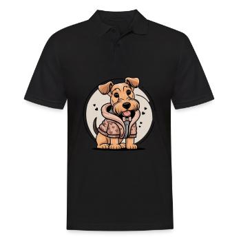 Airedale Terrier au look de dessin animé - Polo Homme - noir - Devant - Kai (181cm)