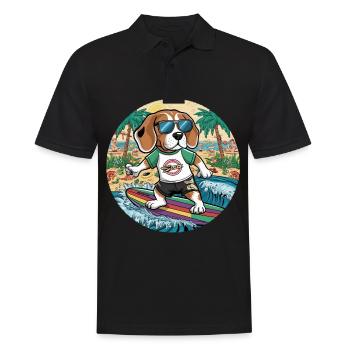 Cool beagle loves surfing - Men's Polo Shirt - black - Front - Kai (181cm)