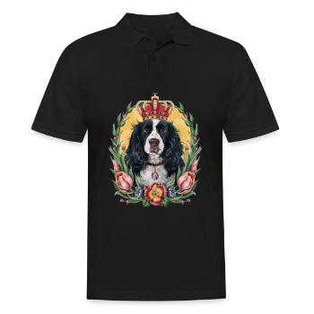 Cocker Spaniel mit Krone und Tulpen - Männer Poloshirt - Schwarz - Vorne - Kai (181cm)